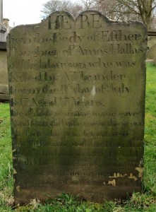 Reverse of Hallas headstone with Esther's inscription