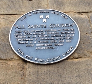 All Saints Church Newcastle upon Tyne - Blue Plaque