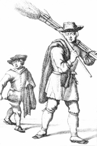 An eighteenth century drawing of some chimney sweeps. They were seen as one of the earliest cases of occupational cancer, as observed in 1770 by Percival Pott. Source: National Cancer Institute from Wikimedia Commons: https://visualsonline.cancer.gov/details.cfm?imageid=2106 